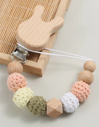 Baby Wood Round Felt Balls Beaded Pacifier Chain Animal Bunny Elephant Heart Beech Pacifier Clip For Baby Teether Chain Chew Toy
