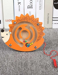 Children Wooden Educational Montessori Toys Magnetic Track Maze Handwriting Pen Push Beads Animals Labyrinth Track Toys For Kids
