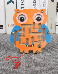 Children Wooden Educational Montessori Toys Magnetic Track Maze Handwriting Pen Push Beads Animals Labyrinth Track Toys For Kids
