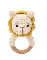 1Pc Baby Wooden Rattle Toys Wooden Teether Ring Crochet Rabbit Music Rattles Soother Bracelet Toddler Toys For Children's Gift
