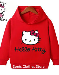 Fashion Hello Kitty Cute Cartoon Hoodies Kawaii Clothing Girls Casual Sweatshirts Spring Autumn Long Sleeve Pocket Harajuku
