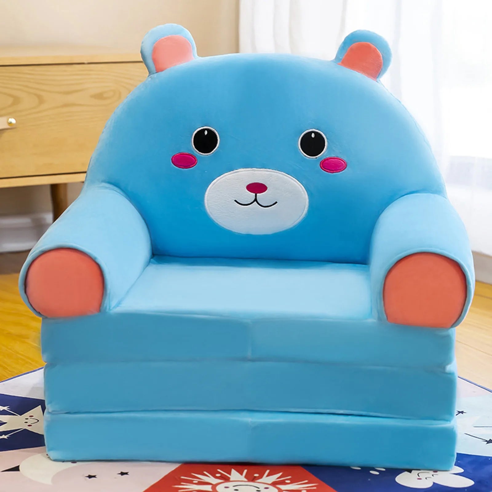 h Foldable Kids Sofa Backrest Armchair 2 In 1 Foldable Children Sofa Cute Kids Car Seat Cushion Lumbar Cushion Office