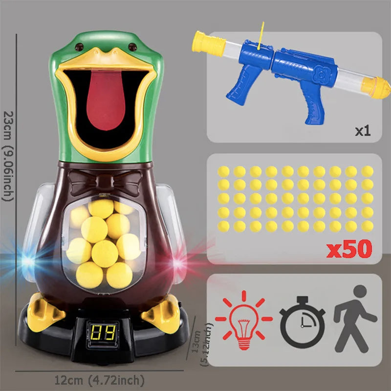 Hungry Shooting Duck Toys 98K Pistol Air-powered Gun Soft Bullet Ball Scoring Battle Games With Light Can Walk Gun Kids Gifts