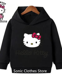 Fashion Hello Kitty Cute Cartoon Hoodies Kawaii Clothing Girls Casual Sweatshirts Spring Autumn Long Sleeve Pocket Harajuku
