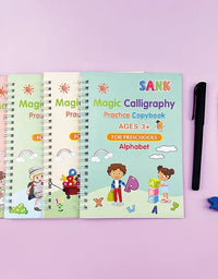 4 Books Pen Magic Copy Book Free Wiping Children Kids Writing Sticker Practice English Copybook For Calligraphy Montessori Gift
