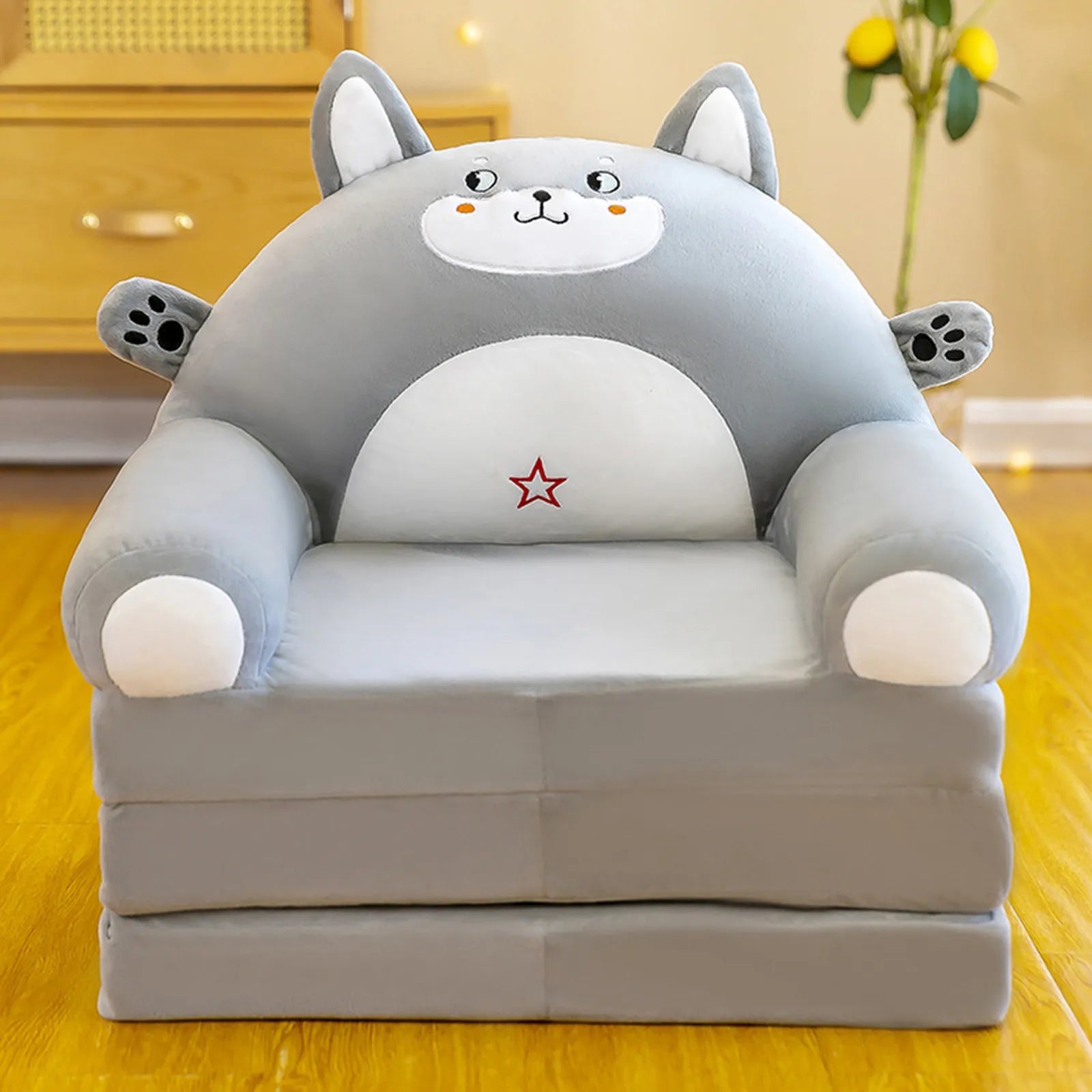 h Foldable Kids Sofa Backrest Armchair 2 In 1 Foldable Children Sofa Cute Kids Car Seat Cushion Lumbar Cushion Office