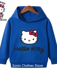 Fashion Hello Kitty Cute Cartoon Hoodies Kawaii Clothing Girls Casual Sweatshirts Spring Autumn Long Sleeve Pocket Harajuku
