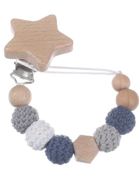 Baby Wood Round Felt Balls Beaded Pacifier Chain Animal Bunny Elephant Heart Beech Pacifier Clip For Baby Teether Chain Chew Toy

