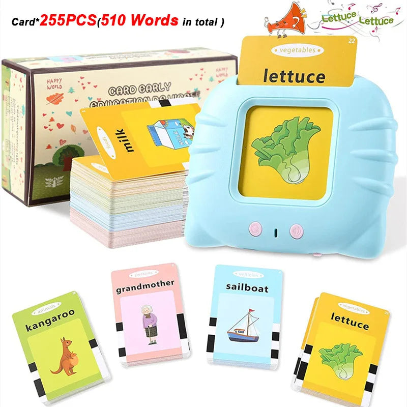 Kids Learning English Flash Card Reading Machine Educational Audio Electronic Card Book Montessori Language Toy for Home School