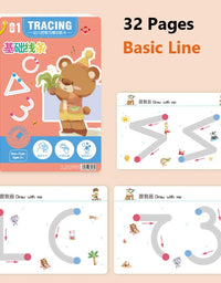 Magical Tracing Workbook Educational Montessori Books for Children Pen Control Training Reusable Calligraphy Copybook Kids Toys
