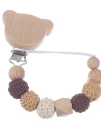 Baby Wood Round Felt Balls Beaded Pacifier Chain Animal Bunny Elephant Heart Beech Pacifier Clip For Baby Teether Chain Chew Toy
