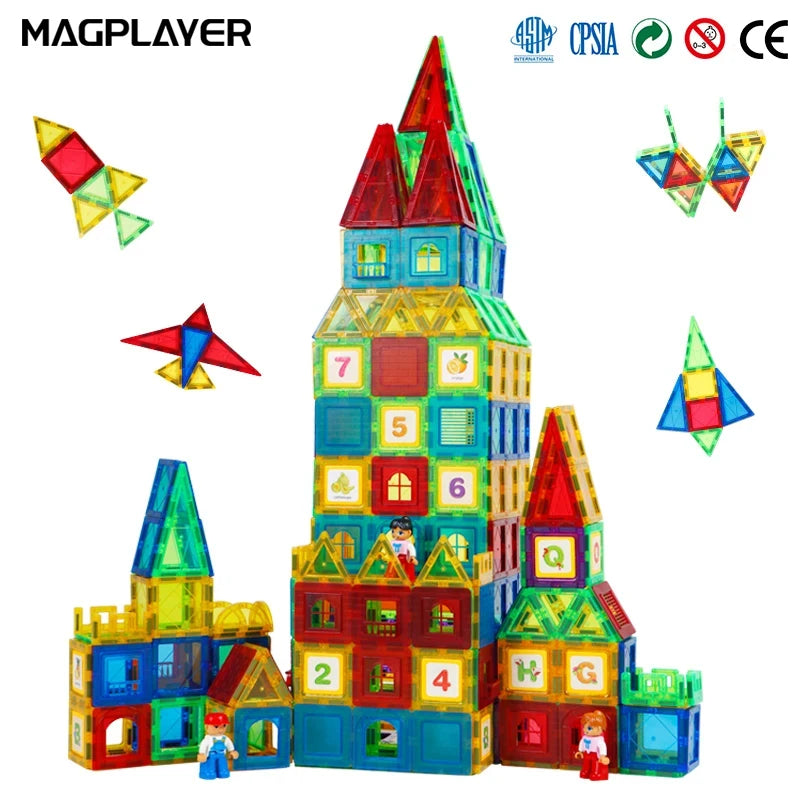 Magnetic Building Blocks Construction Set Children Toy Magnet Block Tiles Montessori Educational Toys for Kids Boys Girls Gifts