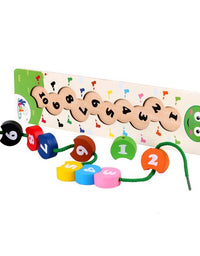 Montessori Baby Wooden Toys Worm Eat Fruit Cheese Wood Toys Baby Kids Educational Toys Rope-Piercing Montessori Toys Gifts
