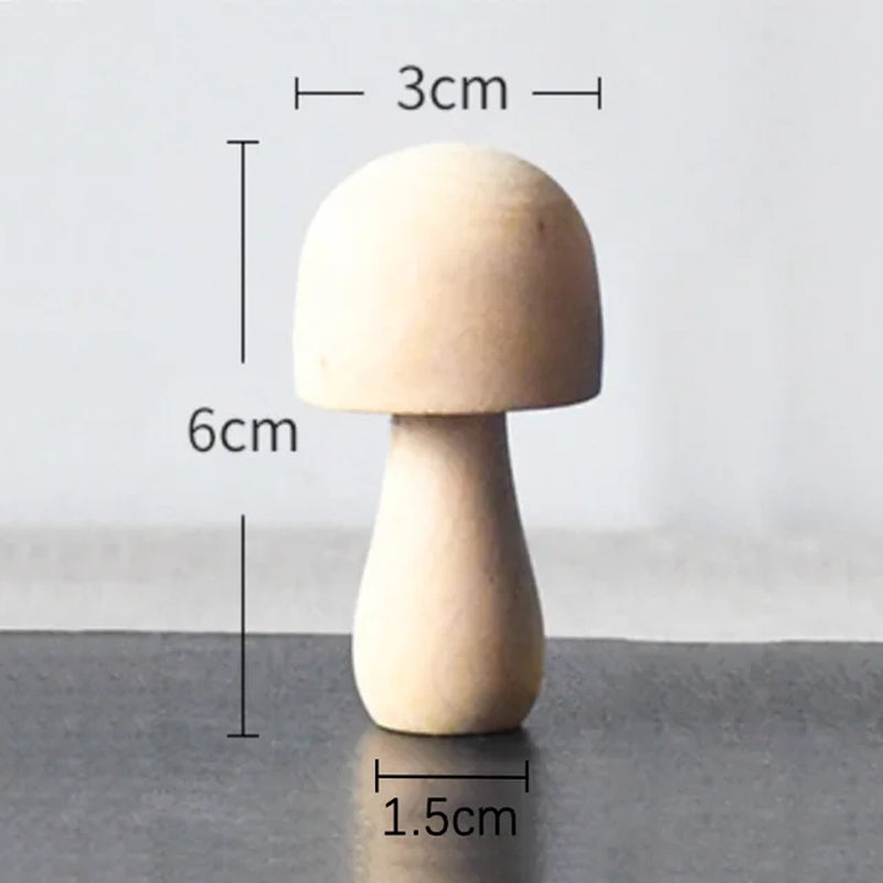 Wooden Mushroom Various Sizes Natural Unfinished Mushroom DIY Crafts Painting Peg Dolls Ornament Handmade Kids Toy Decoration