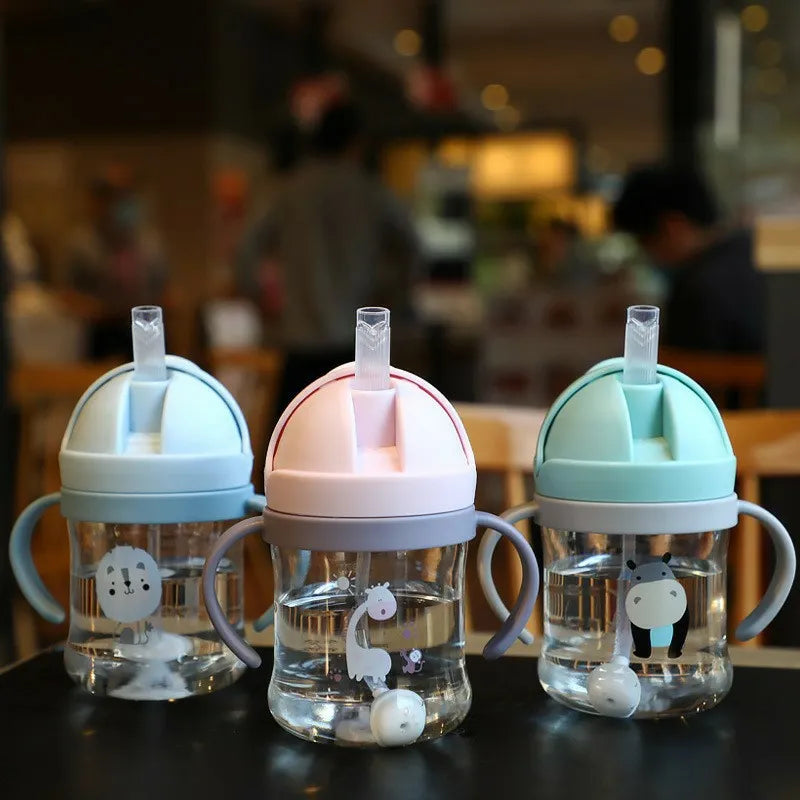 250Ml Baby Feeding Cup with Straw Children Learn Feeding Drinking Bottle Kids Training Cup with Straw