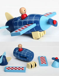 Wood 3D Toys Removal Disassembly Assembly Helicopter Rocket Fighter Puzzle Toys Magnetic Wood Educational Toys Plane Diecasts
