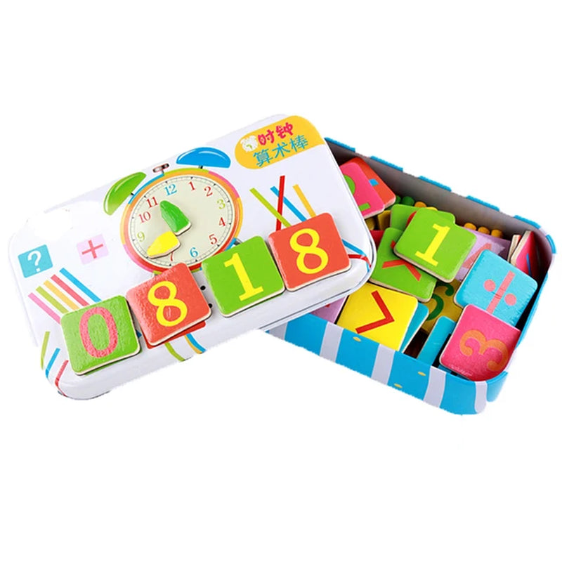 Hot Selling Baby Education Toys Montessori Box Digital Clock Math Toy Number Digital Counting Wood Stick Baby Kids Toy Gifts ZXH