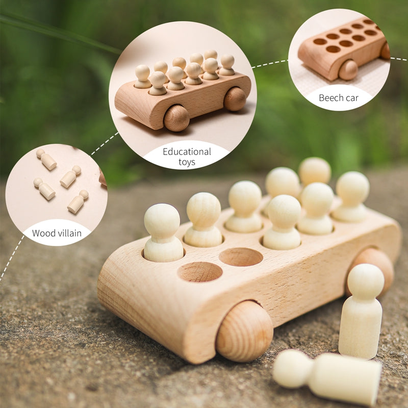 Montessori Wooden Toys for Children Puzzle Game Cartoon Wood Peg Dolls Educational Toy Car Newborn Baby Blocks Christmas Gifts