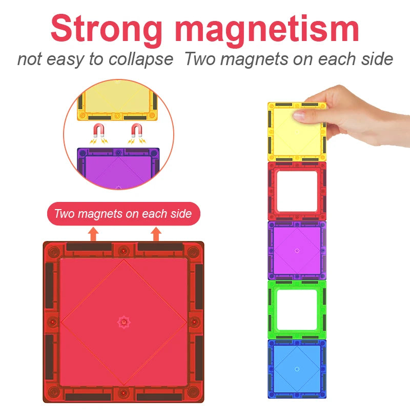 Magnetic Construction Set Model & Building Toy DIY Magnetic Blocks Tiles Montessori Educational Toys for Kids Gift